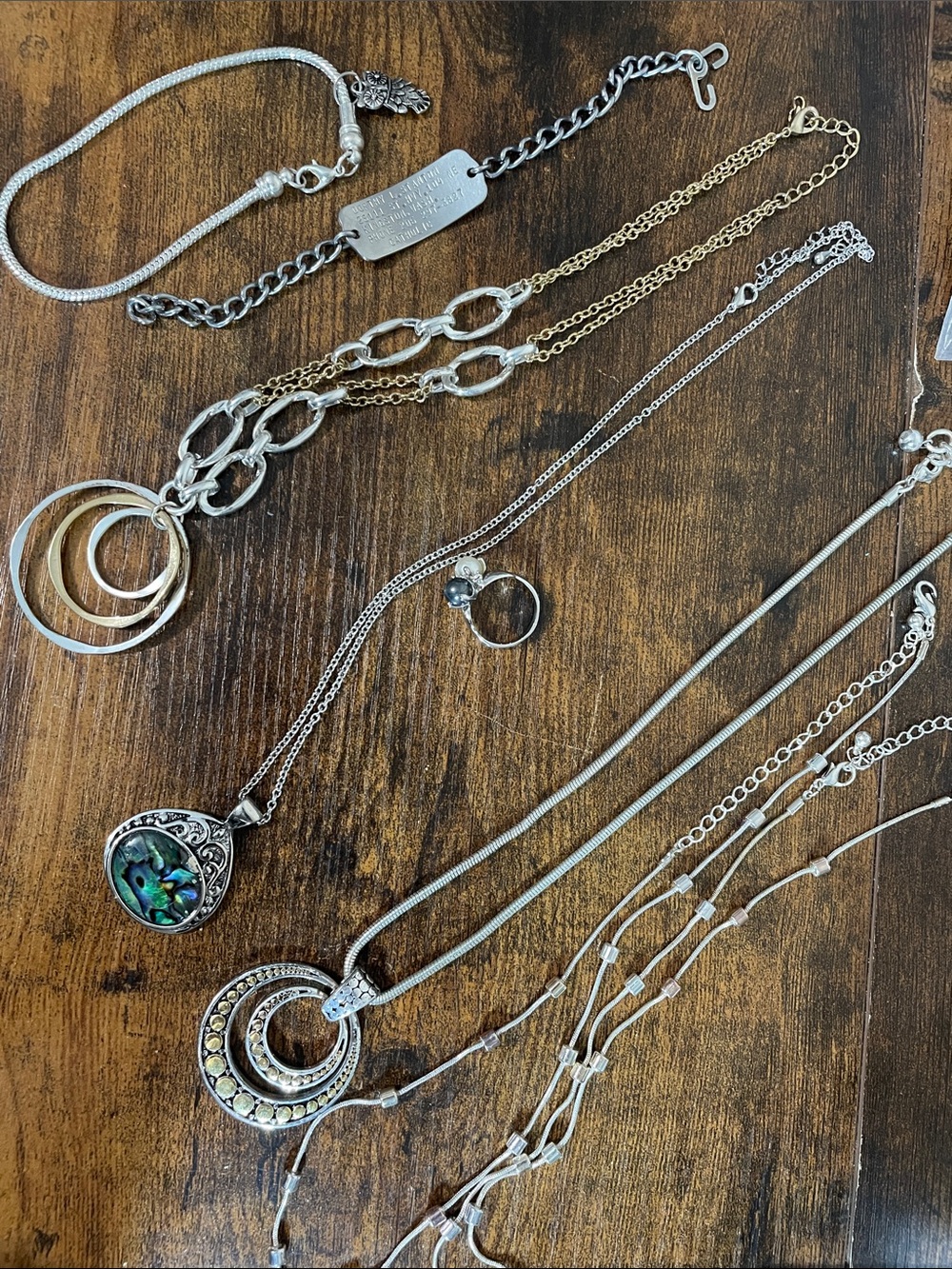 Mixed Metal Layered Circle Pendant Necklace - Silver & Gold